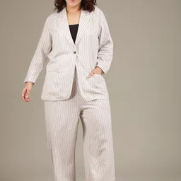 The Pink Moon Pine Striped Linen Formal Blazer image 4