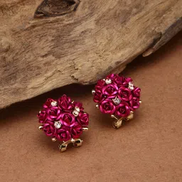 Shining Diva Fashion Pink Floral Studs image 2