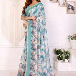 HERE&NOW Zari Linen Blend Saree image 4