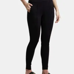 Jockey IW05 Women's Rayon Nylon Elastane Stretch Treggings with Side Zipper Pockets image 3