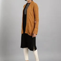 W Brown Self Pattern Cardigan image 3