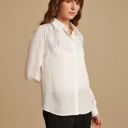 Kazo White Embellished Shirt image 3