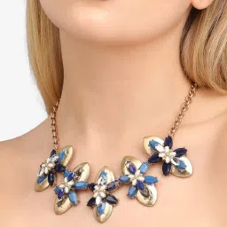 Sohi Multicolour Designer Statement Stones Necklace image 3