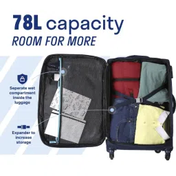 Citizen Striped Explorer Blue Striped Soft Large Trolley Bag - 78 Cms image 3