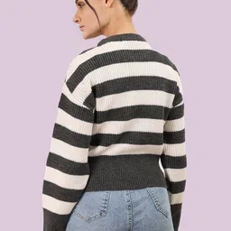 Chemistry Striped Round Neck Woollen Pullover Sweater image 4