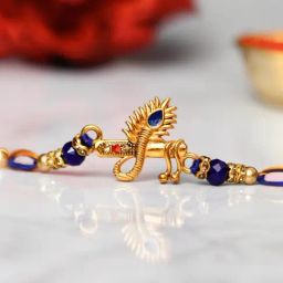 eCraftIndia Blue & Gold Rakhi with Sibling Agreement, Roli Chawal Pack & Rakshabandhan Greeting Card-picture-34