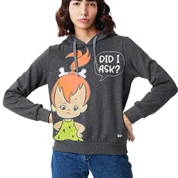 The Souled Store Grey Printed Hoodie-image-0