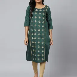 Aurelia Green Embroidered Straight Kurta-picture-22