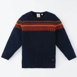 Ed-a-Mamma Kids Navy Cotton Self Full Sleeves Sweater-image-56