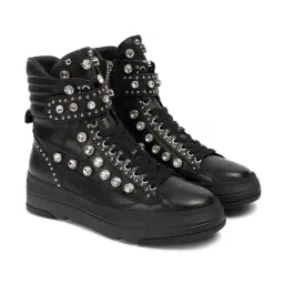 Saint G Women's Beyonce Black Ankle High Sneakers image 3