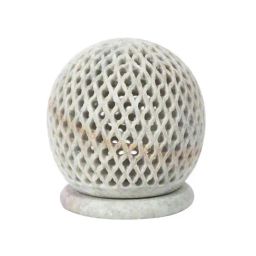 Aapno Rajasthan White Soapstone Elephant Cutwork Tealight Holder-picture-30