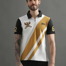 Royal Enfield 61st Cavalry Black & White Regular Fit Polo T-Shirt-image-0
