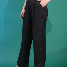 Kotty Black Straight Fit High Rise Trousers image 3