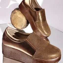 The White Pole Women's Copper Wedge Loafers-picture-16