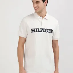 Tommy Hilfiger White Cotton Regular Fit Printed Polo T-Shirts-image-93