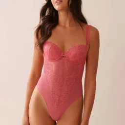 La Vie En Rose Pink Regular Fit Self Pattern Sleepwear Bodysuit-picture-37