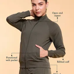 Enamor Green Plain Jacket image 3