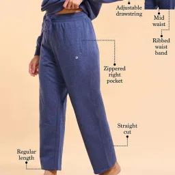 Enamor Blue Melange Plain Lounge Pants image 3