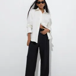Wardrobe by Westside Black Solid High-Rise Trousers image 3