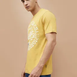 Fame Forever By Lifestyle Yellow Cotton Regular Fit Printed T-Shirt image 3