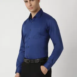 Van Heusen Navy Cotton Regular Fit Shirt image 3
