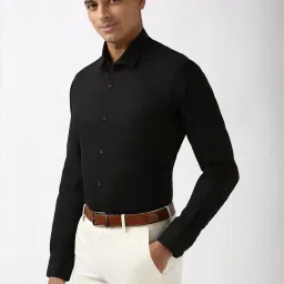 Peter England Black Cotton Regular Fit Shirt image 3