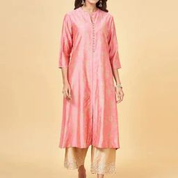 Rangmanch by Pantaloons Pink Cotton Printed A Line Kurta-picture-36