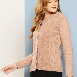 Aarika Brown Wool Solid Cardigan image 3