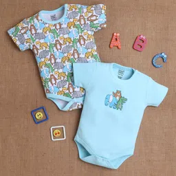 MeeMee Infants Pack Of 2 Printed Cotton Bodysuit-picture-22