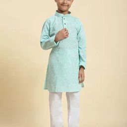 Pro-Ethic Style Developer Boys Firozi Cotton Printed Full Sleeves Kurta Sets-picture-22