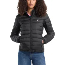 Guess Jeans Black Regular Fit Hooded Puffer Jacket image 3