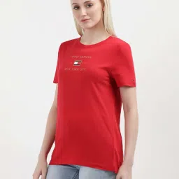 TOMMY HILFIGER Red Cotton Printed T-Shirt image 3