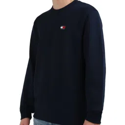 Tommy Hilfiger Navy Blue Cotton Solid Men Regular Fit Sweatshirt image 3