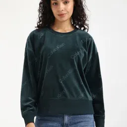 CALVIN KLEIN JEANS Green Regular Fit Polyester Crew Neck Regular Sweatshirt-picture-26