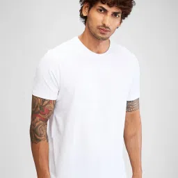 Spykar White Slim Fit T-Shirt image 3
