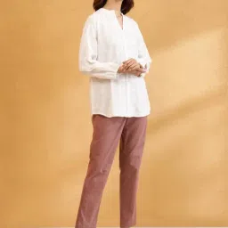 Fabindia Off White Embroidered Long Sleeves Tunic image 4