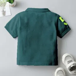 Codez Boys Blue & Green Solid Polo T-shirt image 3