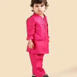 Fabindia Pink Viscose Blend Hand Block Printed 3Pc Kurta Set image 3