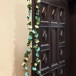 apka mart Blue & Green 4 Pieces Hanging Rose Artificial Flowers image 3