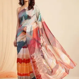 navyasa by liva Multicolor Printed Saree With Unstitched Blouse-picture-14