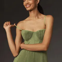 bebe Shoulder Straps Fit And Flare Maxi Dress image 5