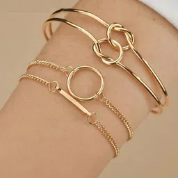 Shining Diva Fashion Women Set of 3 Gold-Toned Gold-Plated Charm Bracelet-picture-31