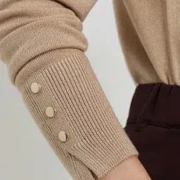 Fablestreet Beige Acrylic Solid Sweater image 5