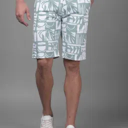 Crimsoune Club Green Cotton Slim Fit Printed Shorts-picture-39