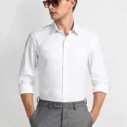 Arrow New York White Slim Fit Self Pattern Shirt image 4