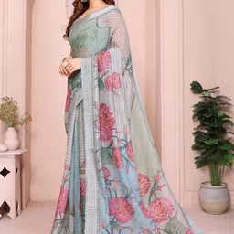 AWRIYA Floral Zari Linen Blend Handloom Saree image 3