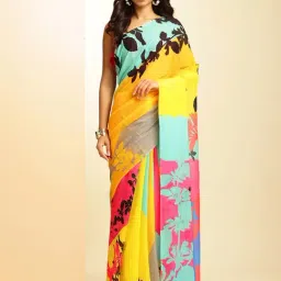 navyasa by liva Multicolor Printed Saree With Unstitched Blouse-picture-17