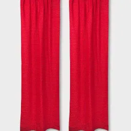 Fabindia Home Standalone Red Cotton 9Ft Curtain - Set of 1 image 2