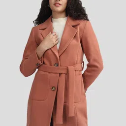 Plagg Women Long Sleeve Single-Breasted Overcoat With Waist Belt-picture-13