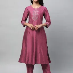 Kami Kubi Purple Embroidered A Line Kurta-picture-15